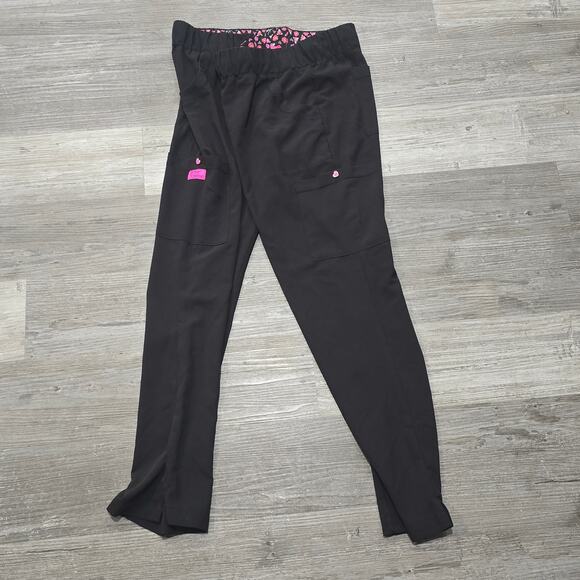Healing Hands Black Jogger Scrubs Large Pocket Super Soft Pants - Picture 2 of 7
